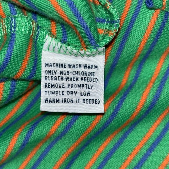 Polo Ralph Lauren Mens L Green Orange Blue Stripe Polo Shirt Short Sleeve Cotton - Picture 7 of 7